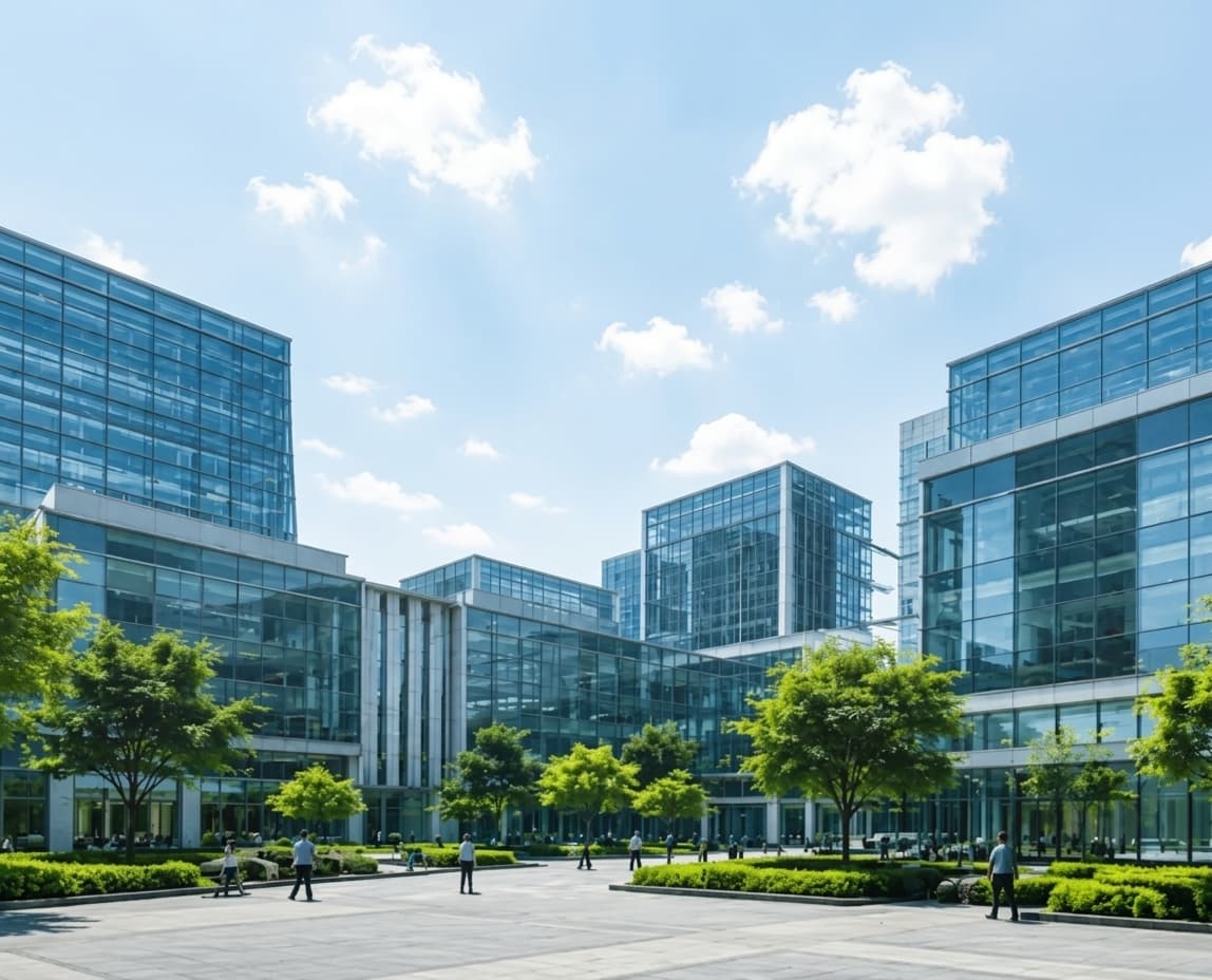 Aerial view of a commercial real estate market